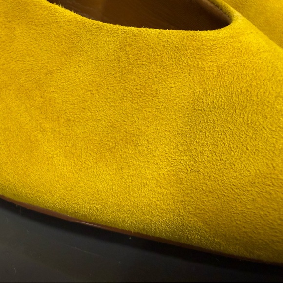 Jaggar Temped Curved Heel Yellow Suede Slingback Mules Pumps Heels - Picture 10 of 10